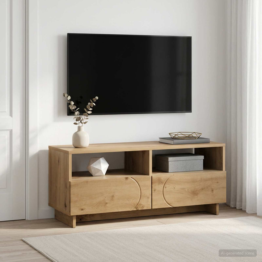 TV-standaard 90 x 34,5 x 40 cm Artisanaal eiken Bewerkt hout