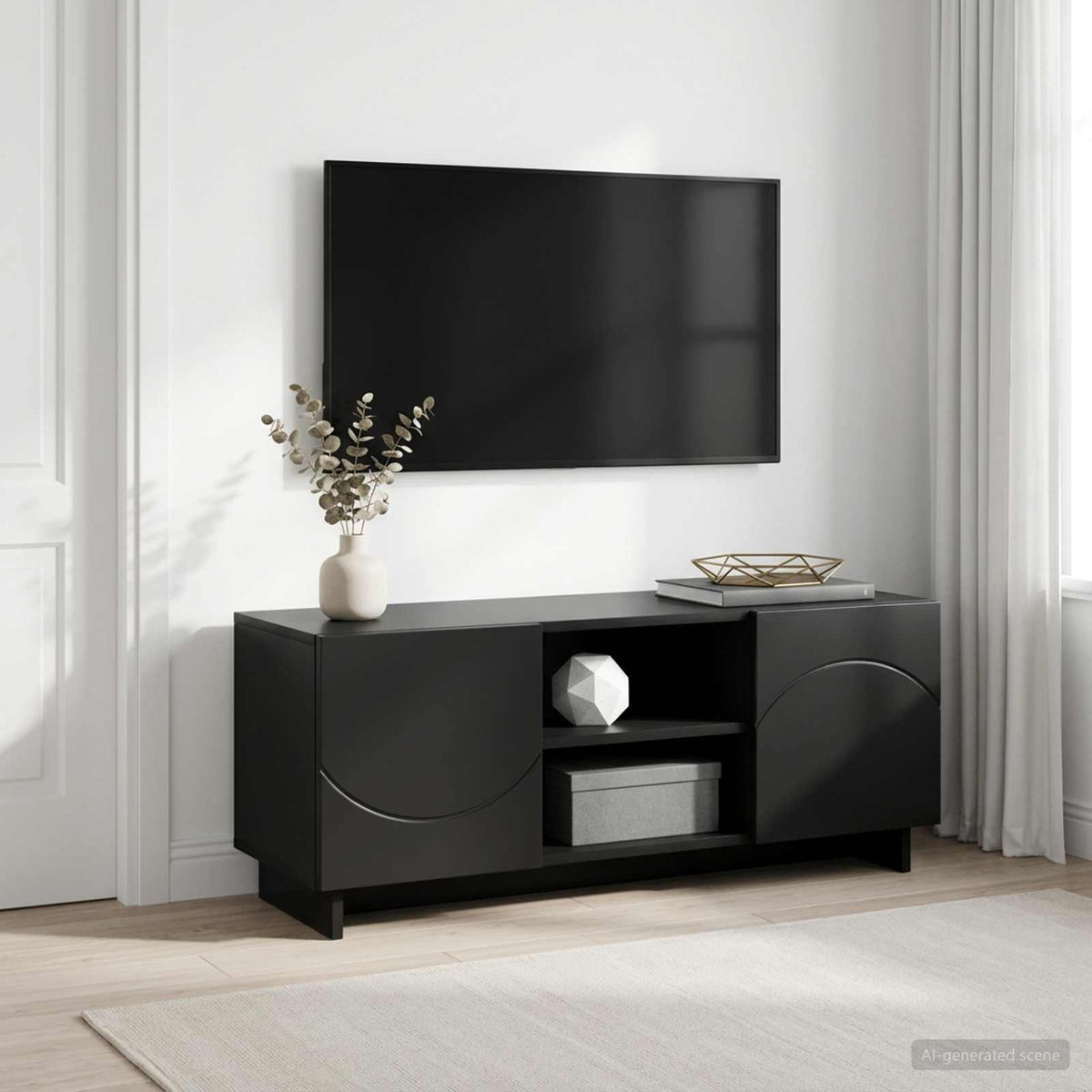 TV-standaard 90 x 34,5 x 40 cm Zwart Bewerkt hout