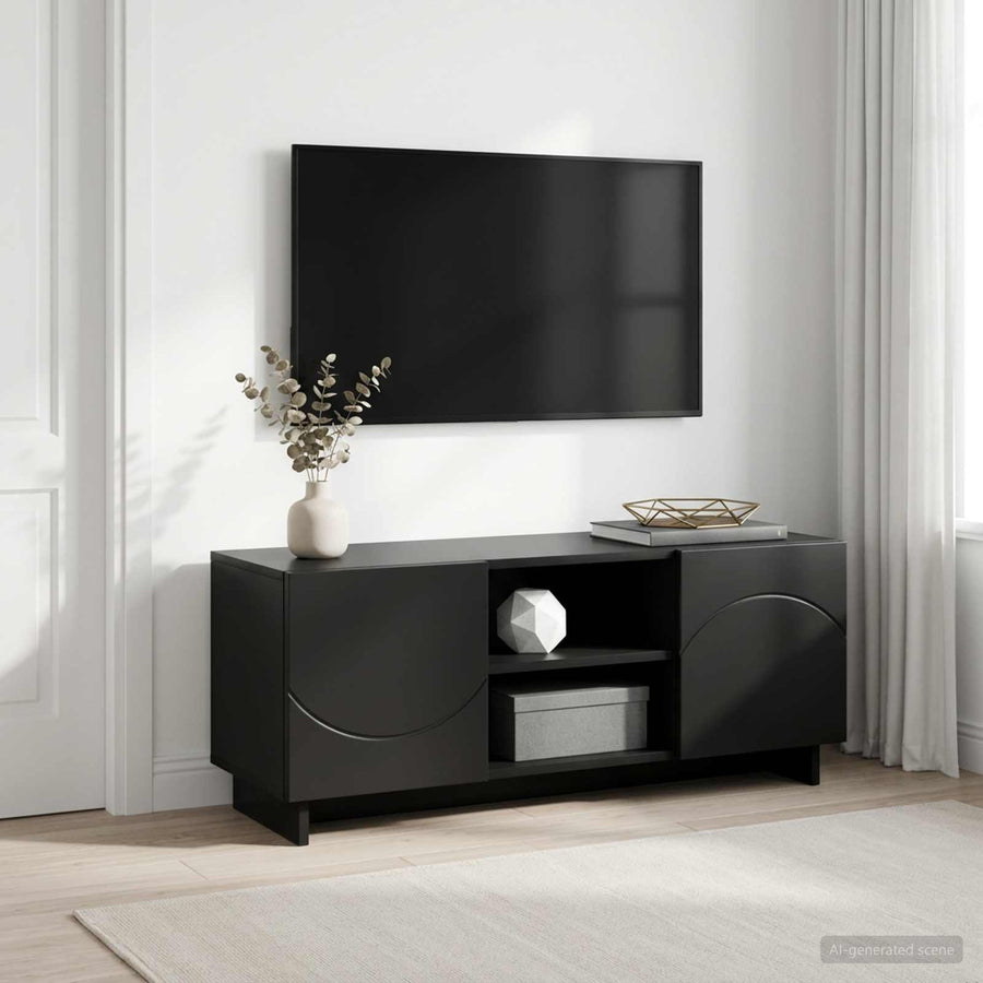 TV-standaard 90 x 34,5 x 40 cm Zwart Bewerkt hout