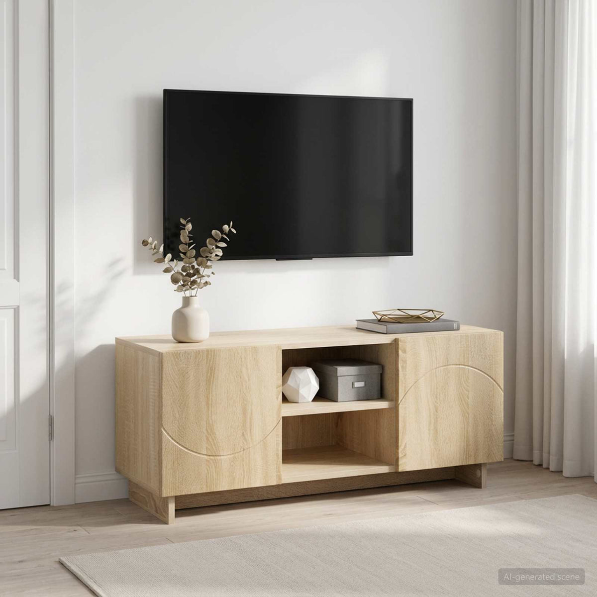 TV-standaard 90 x 34,5 x 40 cm Sonoma Eiken Bewerkt hout