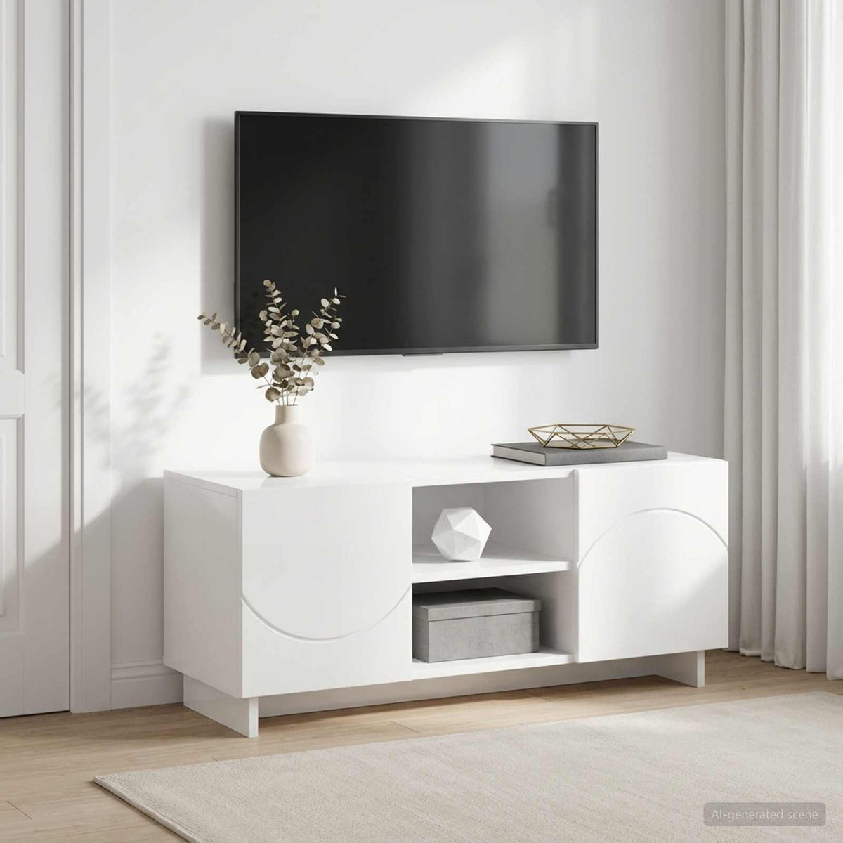 TV-standaard 90 x 34,5 x 40 cm Hoogglans Wit Bewerkt hout