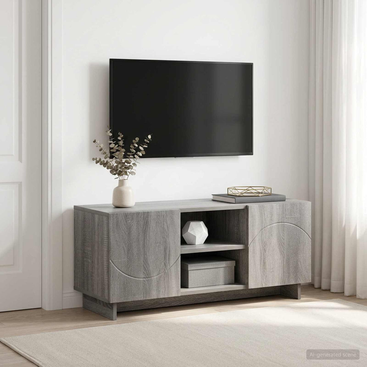 TV-standaard 90 x 34,5 x 40 cm Grijs Sonoma Bewerkt hout