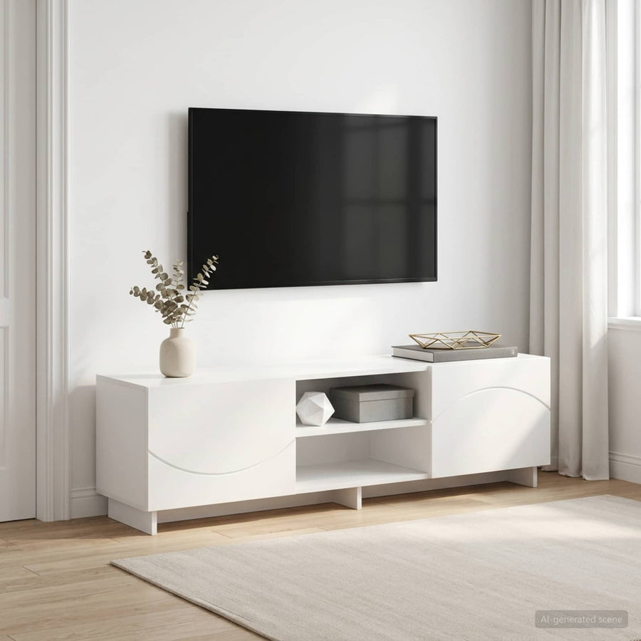 TV-standaard 140 x 34,5 x 40 cm Wit Bewerkt hout