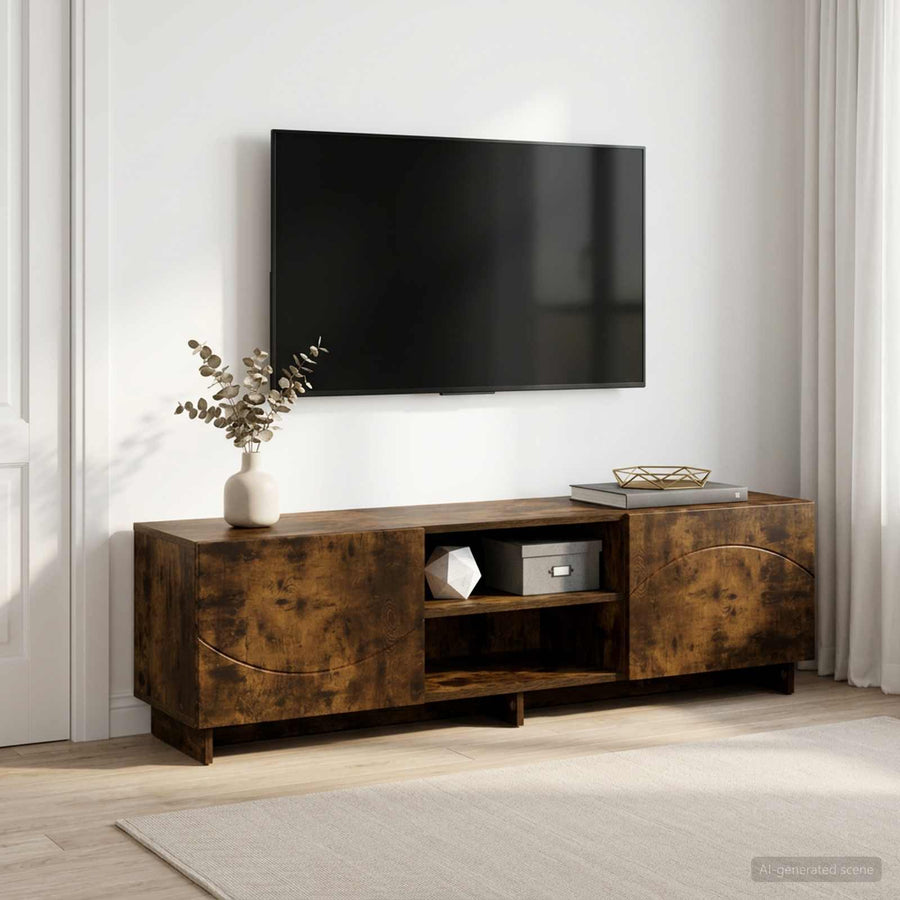 TV-standaard 140 x 34,5 x 40 cm Gerookt eiken Bewerkt hout
