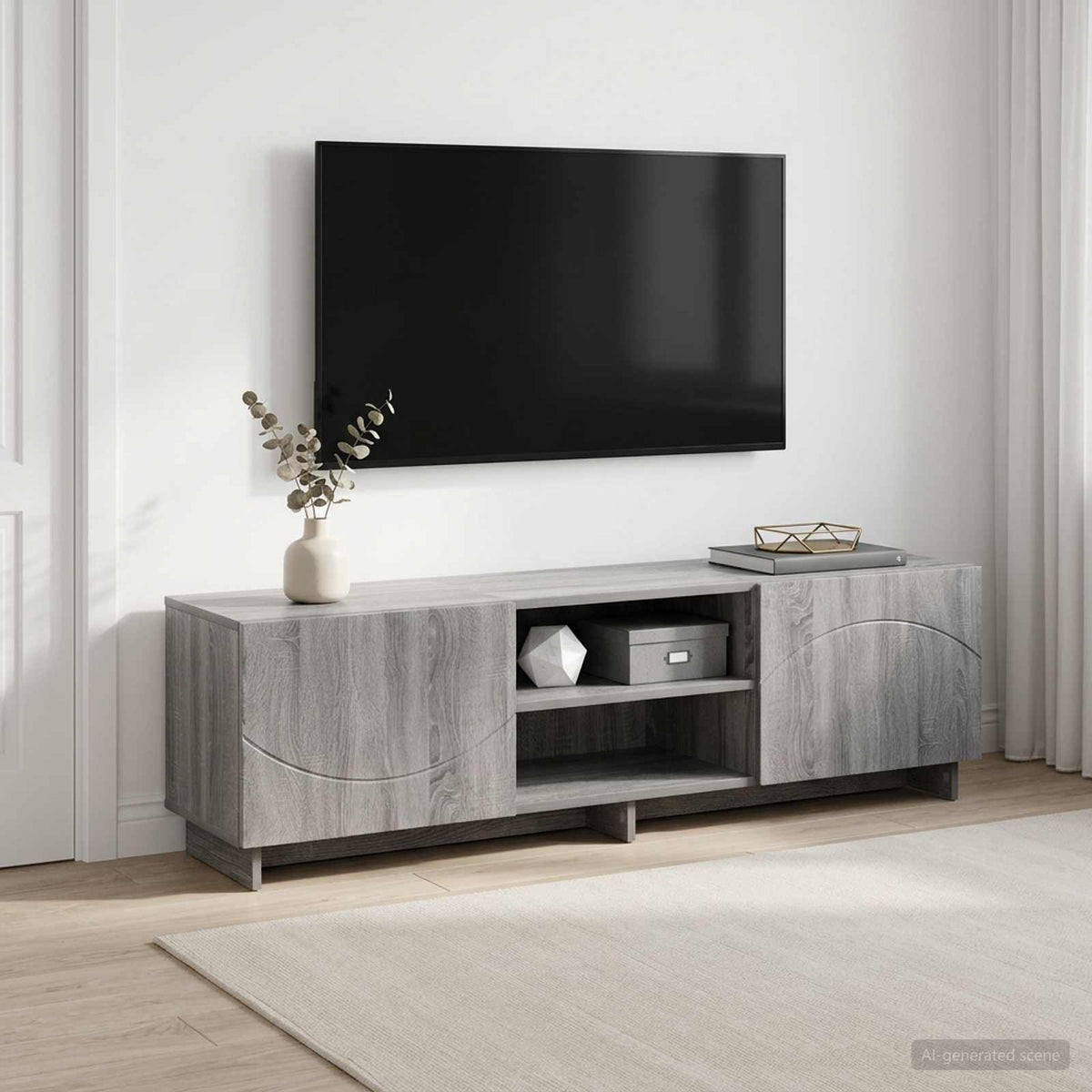 TV-standaard 140 x 34,5 x 40 cm Grijs Sonoma Bewerkt hout