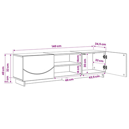 TV-standaard 140 x 34,5 x 40 cm Oud hout Bewerkt hout