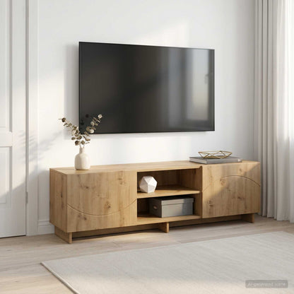 TV-standaard 140 x 34,5 x 40 cm Artisanaal eiken Bewerkt hout