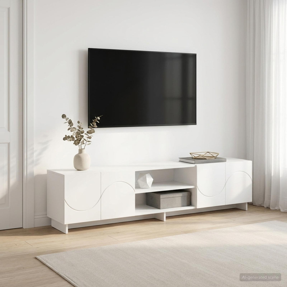 TV-standaard 180 x 34,5 x 40 cm Wit Bewerkt hout