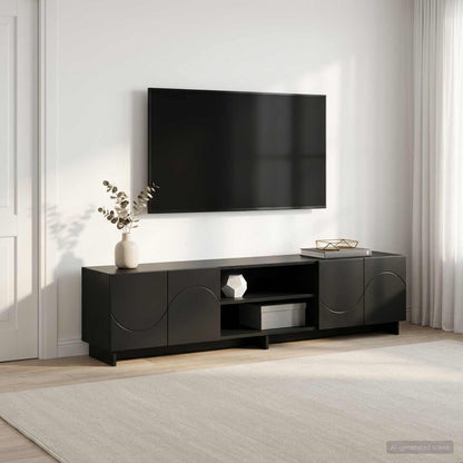 TV-standaard 180 x 34,5 x 40 cm Zwart Bewerkt hout