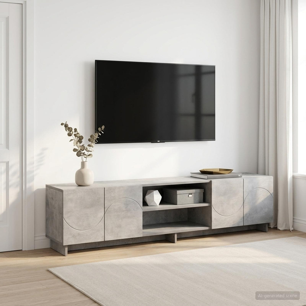 TV-standaard 180 x 34,5 x 40 cm Betongrijs Bewerkt hout