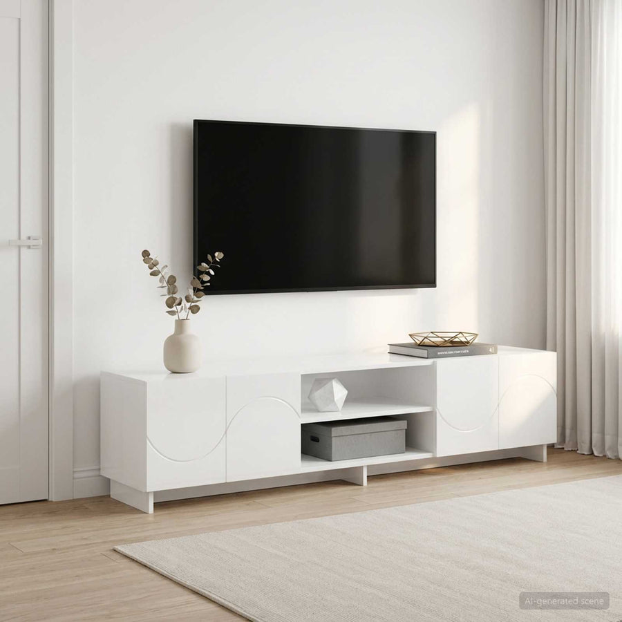 TV-standaard 180 x 34,5 x 40 cm Hoogglans Wit Bewerkt hout