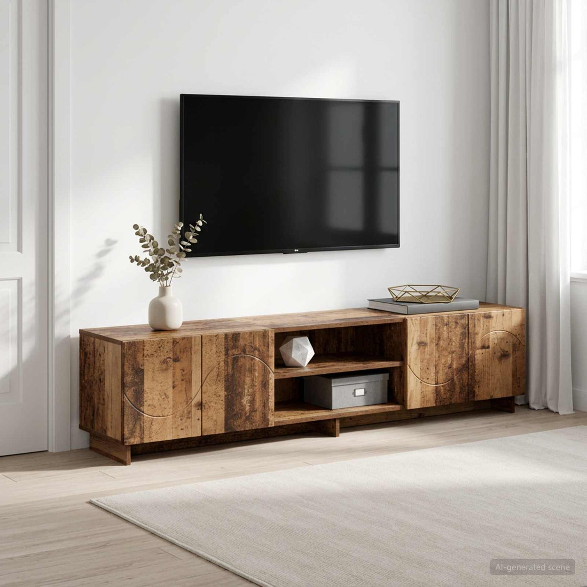 TV-standaard 180 x 34,5 x 40 cm Oud hout Bewerkt hout