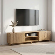 Tv-meubel 180 cm bewerkt hout artisanaal eiken