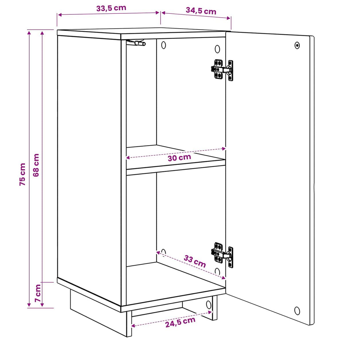Dressoir Wit 33,5 x 34,5 x 75 cm Bewerkt hout