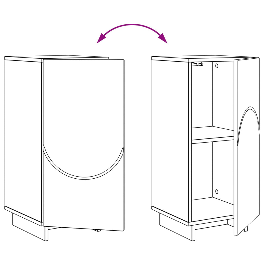 Dressoir Hoogglans Wit 33,5 x 34,5 x 75 cm Bewerkt hout