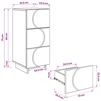 Dressoir Zwart 33.5 x 34.5 x 75 cm Bewerkt hout