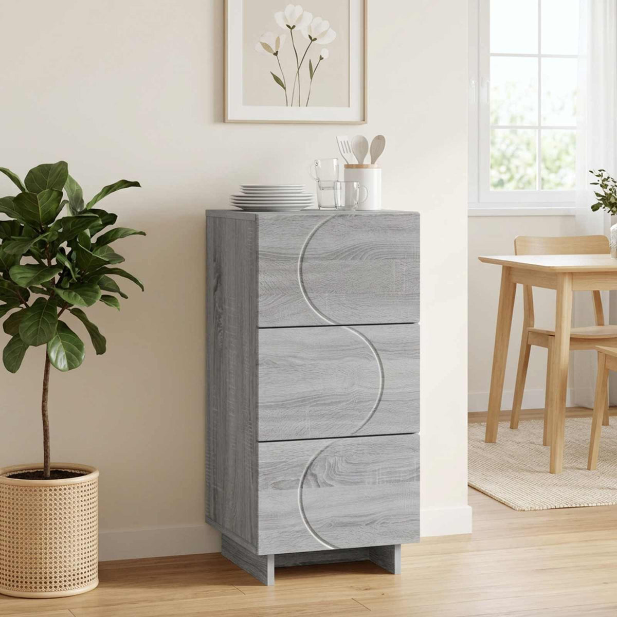 Dressoir Grijs Sonoma 33.5 x 34.5 x 75 cm Bewerkt hout
