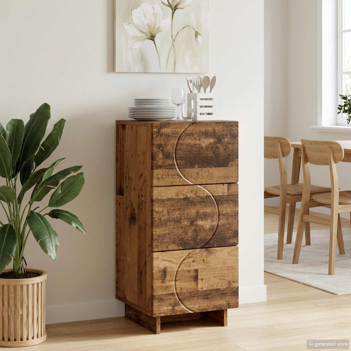 Dressoir Oud hout 33.5 x 34.5 x 75 cm Bewerkt hout