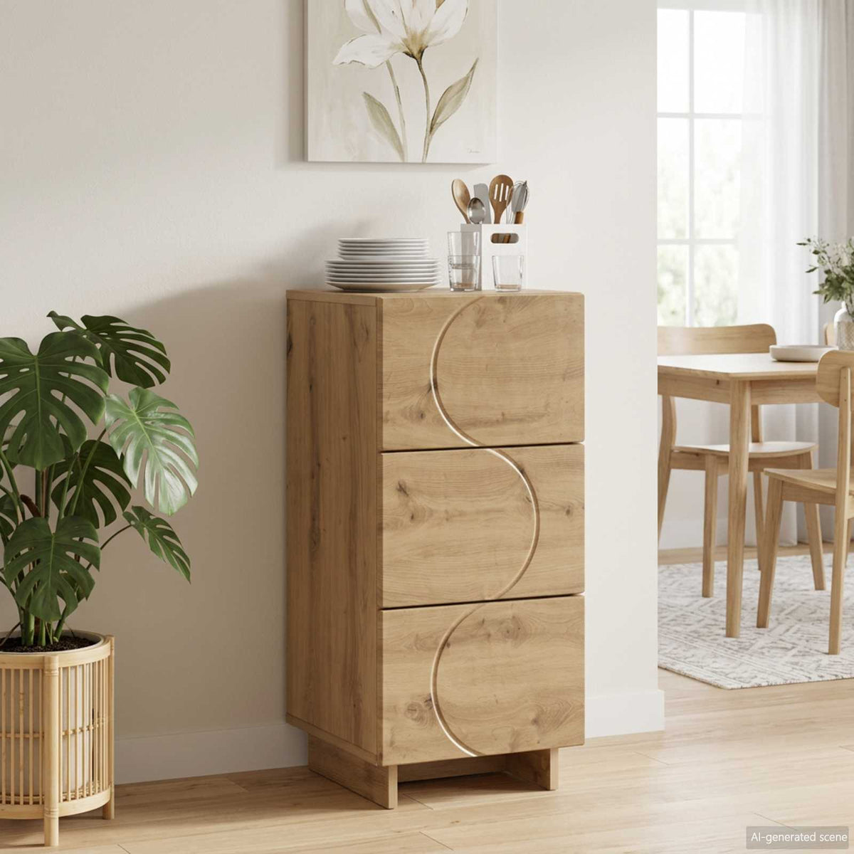Dressoir Artisanaal eiken 33.5 x 34.5 x 75 cm Bewerkt hout