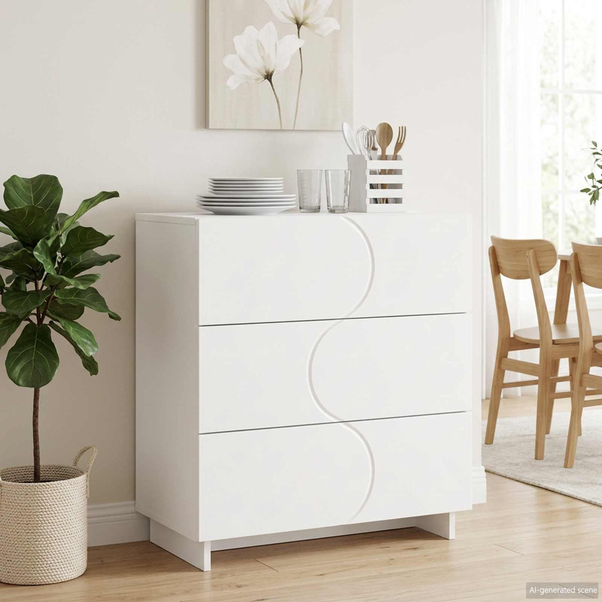 Dressoir Wit 70 x 38 x 75 cm Bewerkt hout