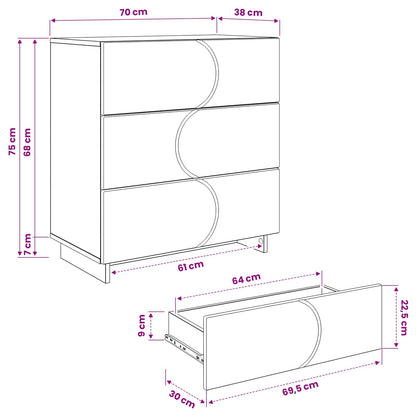 Dressoir Sonoma Eiken 70 x 38 x 75 cm Bewerkt hout