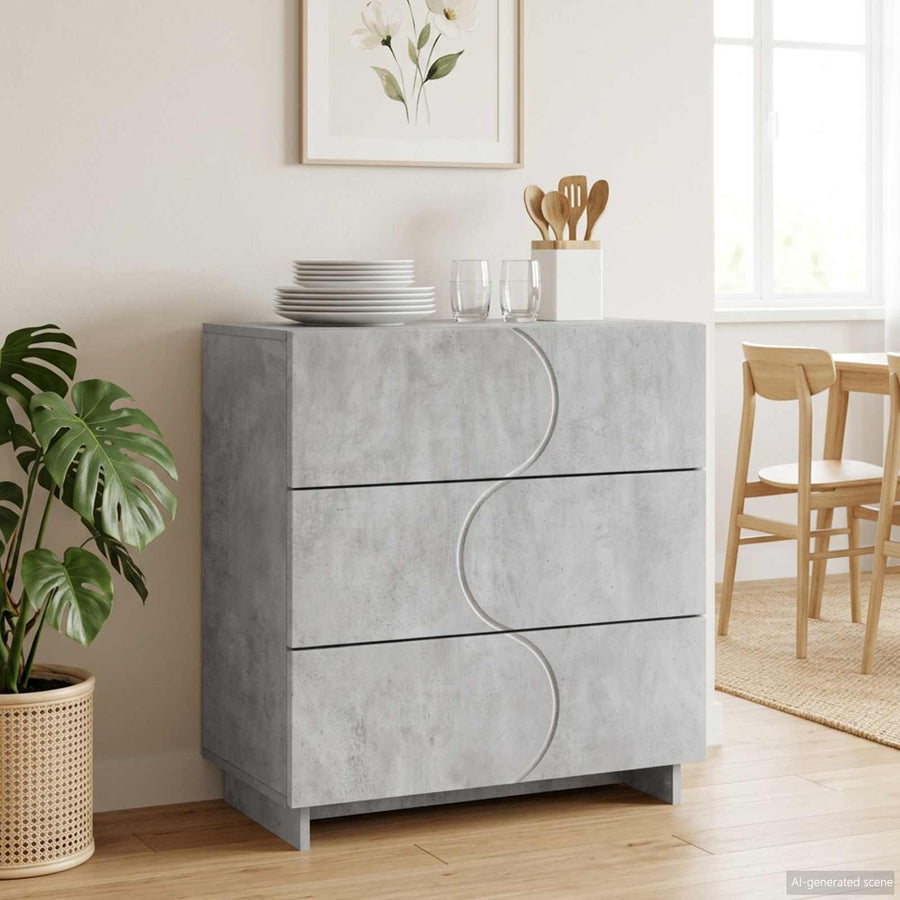Dressoir Betongrijs 70 x 38 x 75 cm Bewerkt hout