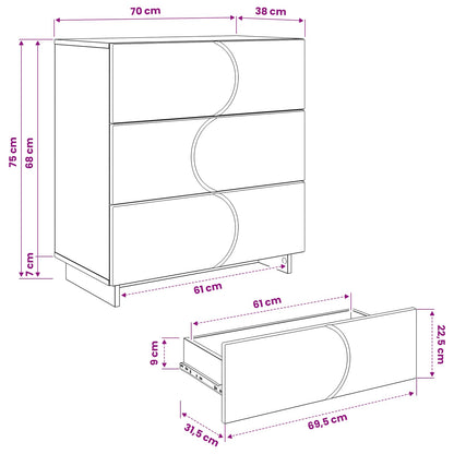 Dressoir Betongrijs 70 x 38 x 75 cm Bewerkt hout