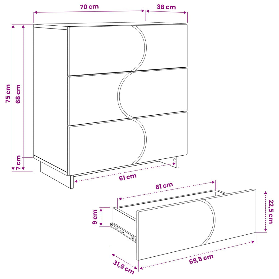Dressoir Betongrijs 70 x 38 x 75 cm Bewerkt hout