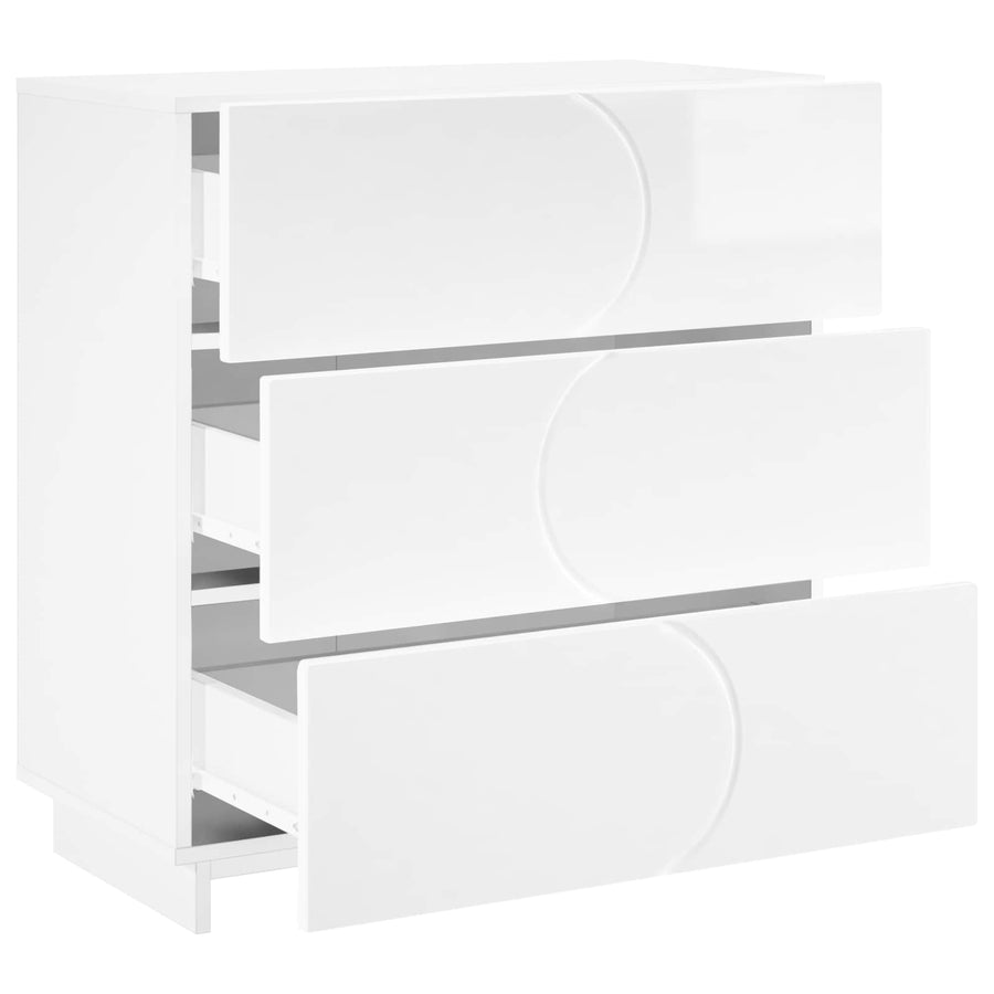 Dressoir Hoogglans Wit 70 x 38 x 75 cm Bewerkt hout