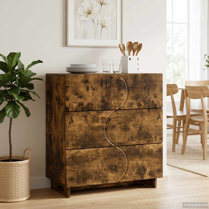 Dressoir Gerookt eiken 70 x 38 x 75 cm Bewerkt hout