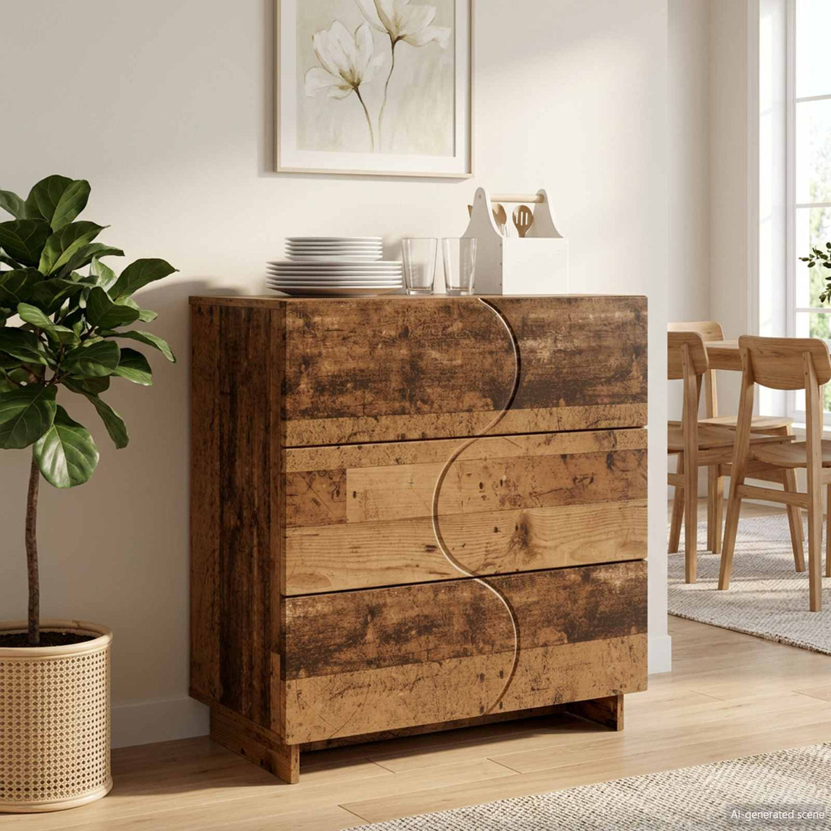 Dressoir Oud hout 70 x 38 x 75 cm Bewerkt hout