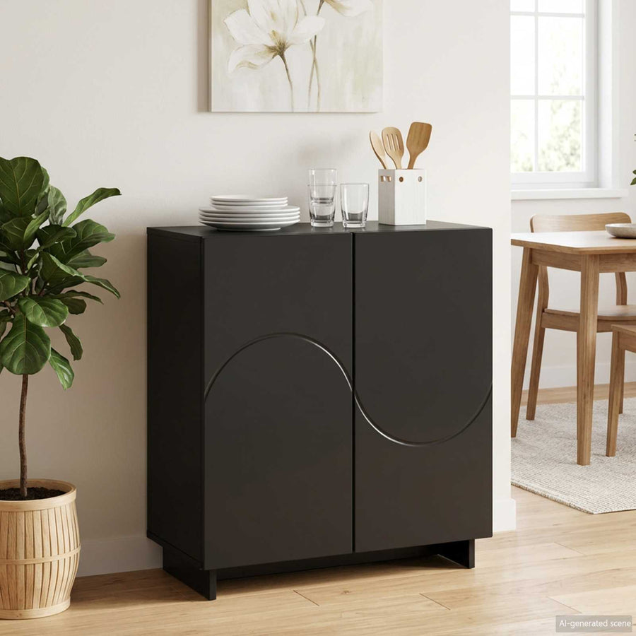Dressoir Zwart 67 x 34,5 x 75 cm Bewerkt hout