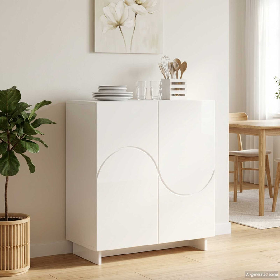 Dressoir Hoogglans Wit 67 x 34,5 x 75 cm Bewerkt hout