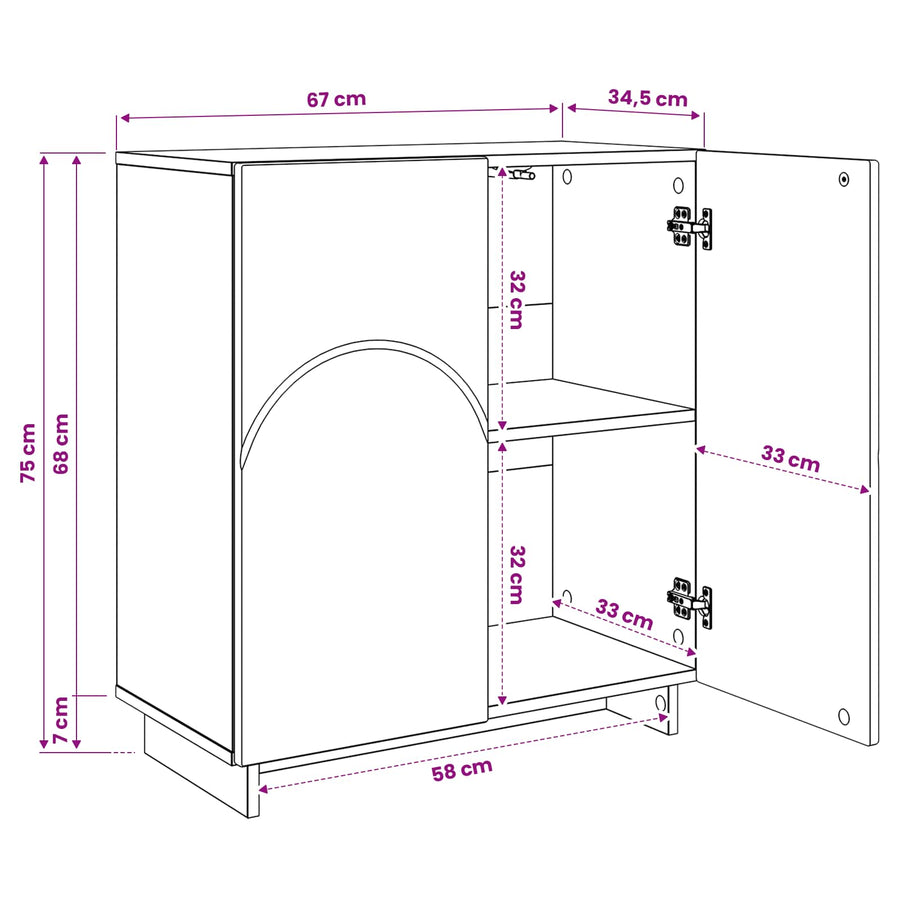 Dressoir Gerookt eiken 67 x 34,5 x 75 cm Bewerkt hout