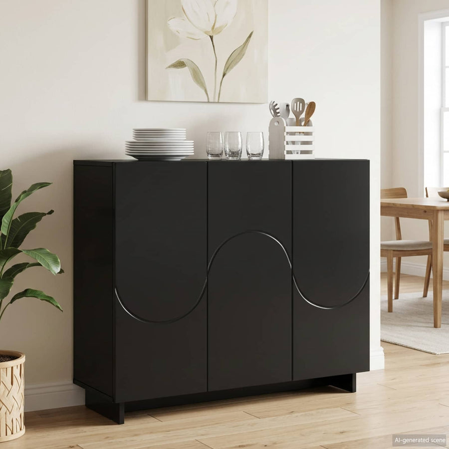 Dressoir Zwart 85,5 x 31 x 75 cm Bewerkt hout