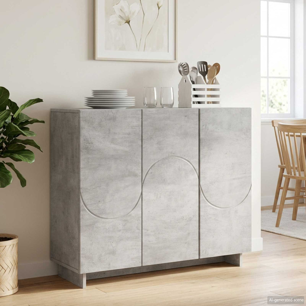 Dressoir Betongrijs 85,5 x 31 x 75 cm Bewerkt hout