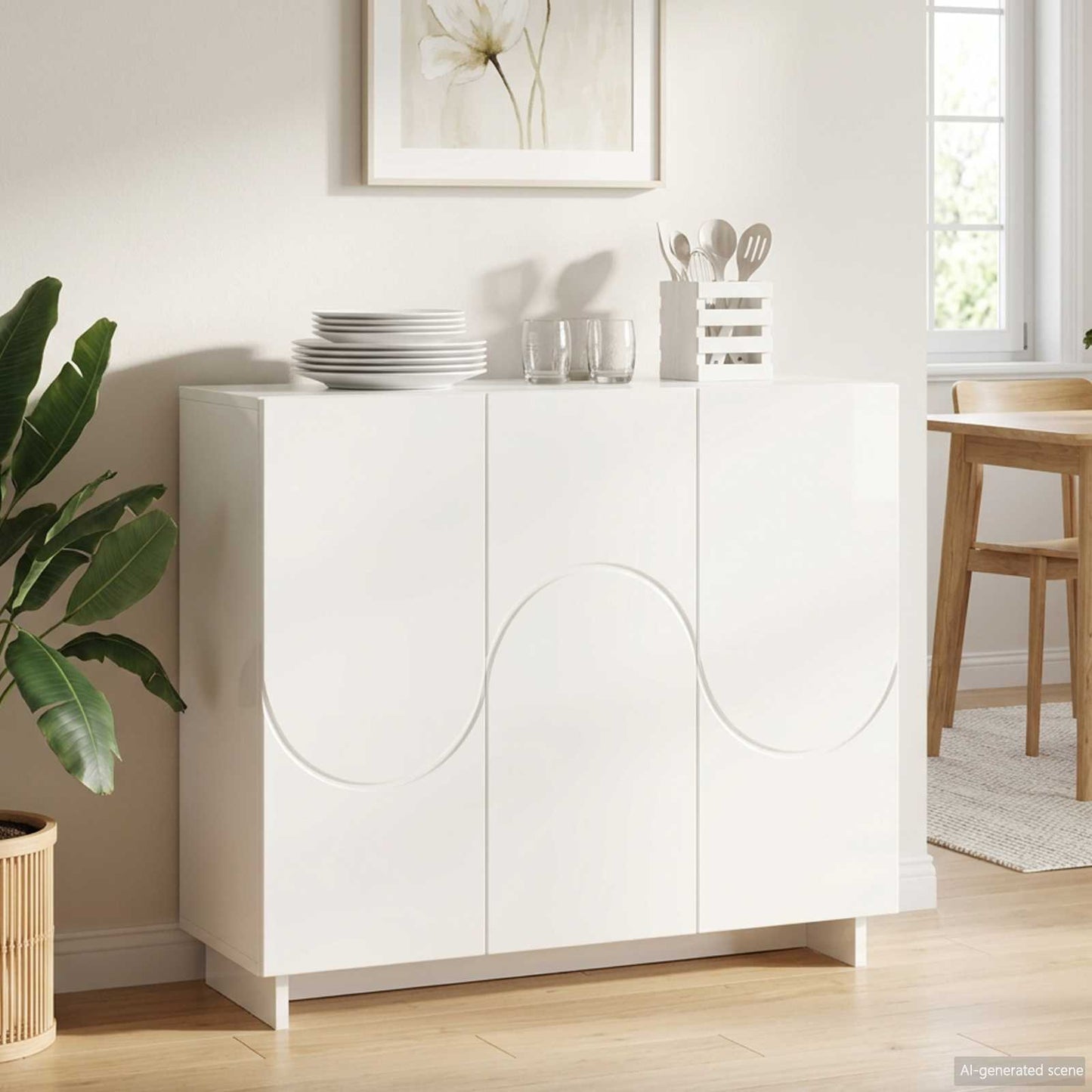 Dressoir Hoogglans Wit 85,5 x 31 x 75 cm Bewerkt hout