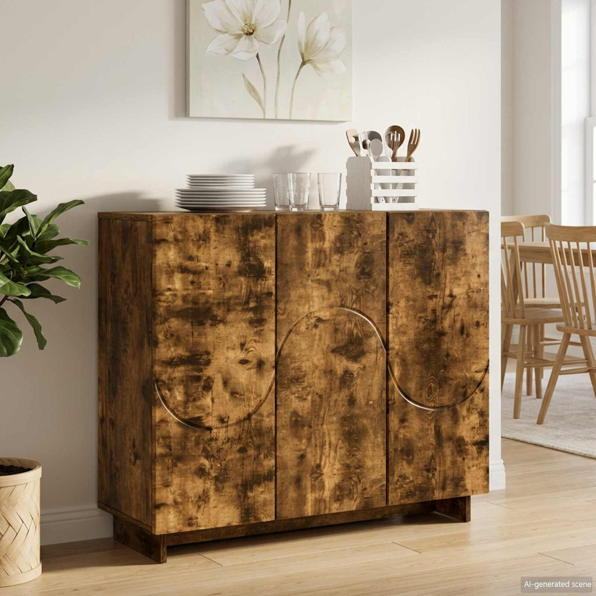 Dressoir Gerookt eiken 85,5 x 31 x 75 cm Bewerkt hout