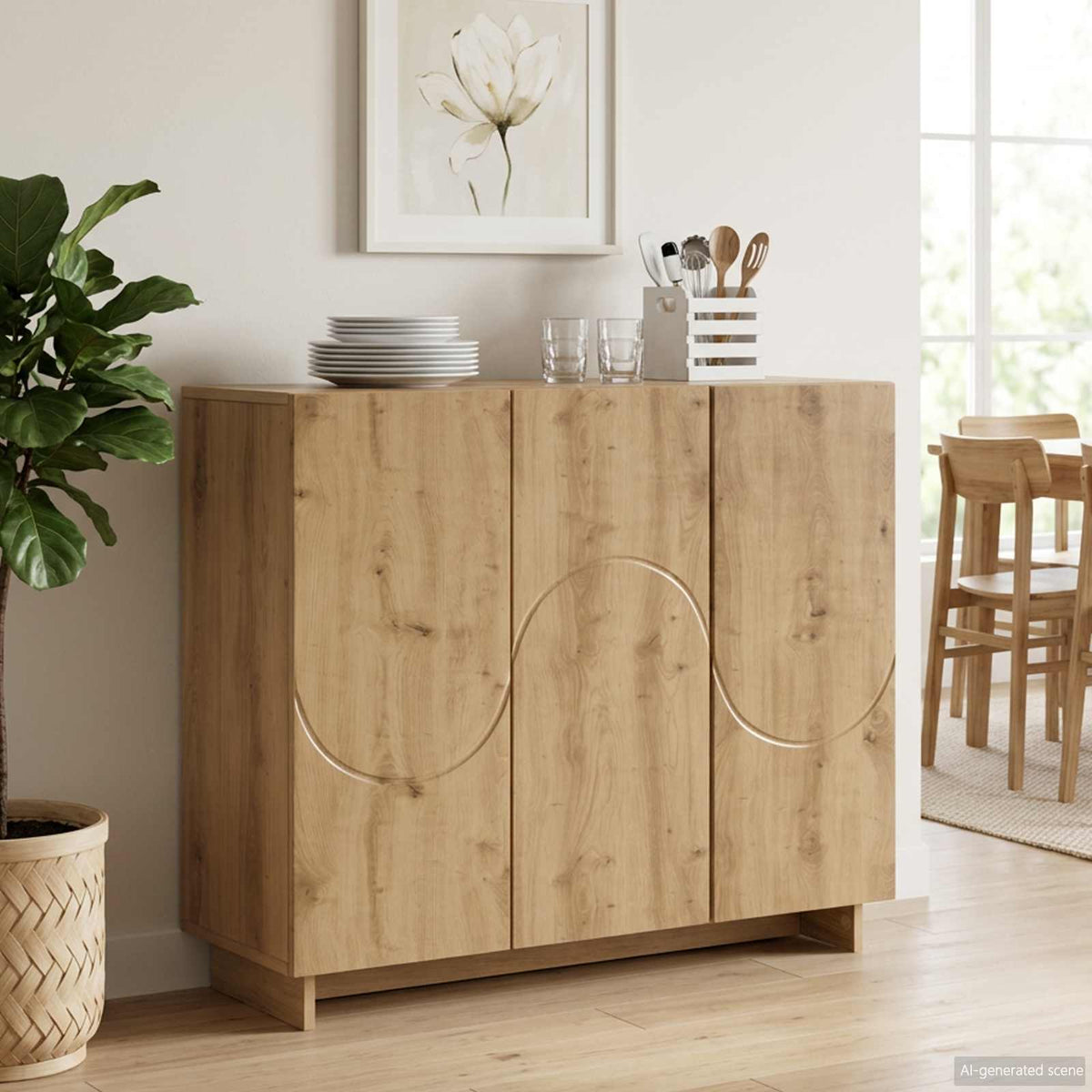 Dressoir Artisanaal eiken 85,5 x 31 x 75 cm Bewerkt hout