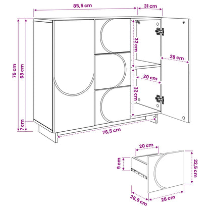 Dressoir Wit 85,5 x 31 x 75 cm Bewerkt hout