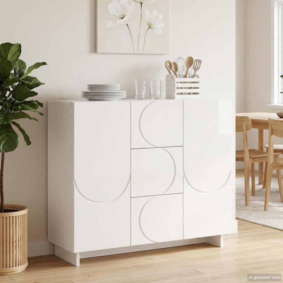 Dressoir Hoogglans Wit 85,5 x 31 x 75 cm Bewerkt hout