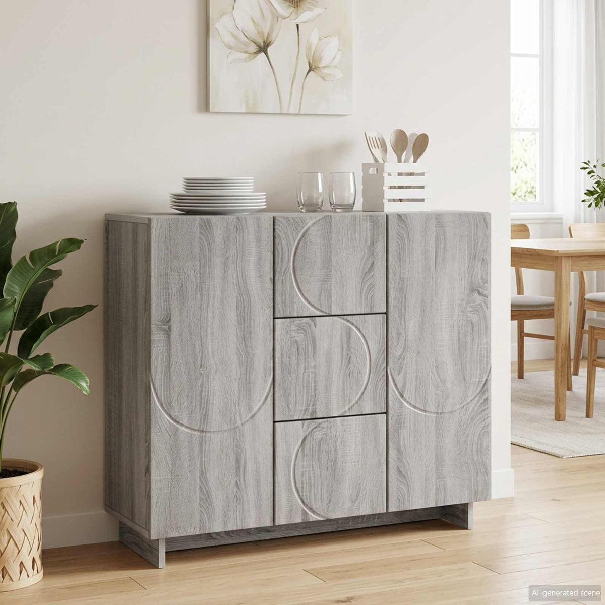 Dressoir Grijs Sonoma 85,5 x 31 x 75 cm Bewerkt hout