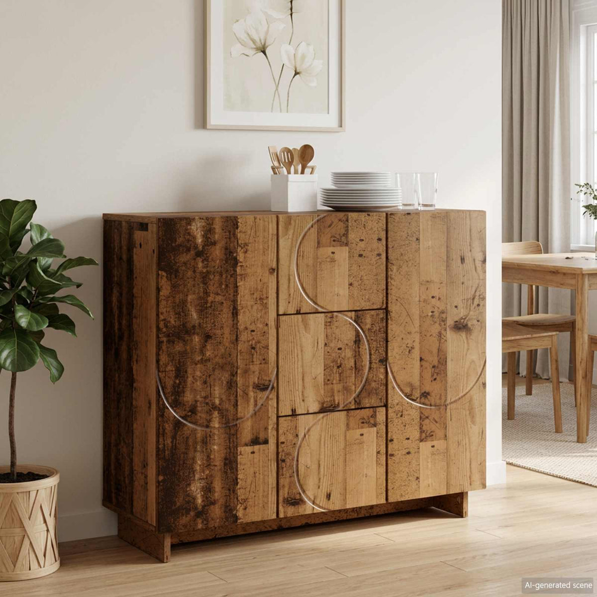 Dressoir Oud hout 85,5 x 31 x 75 cm Bewerkt hout