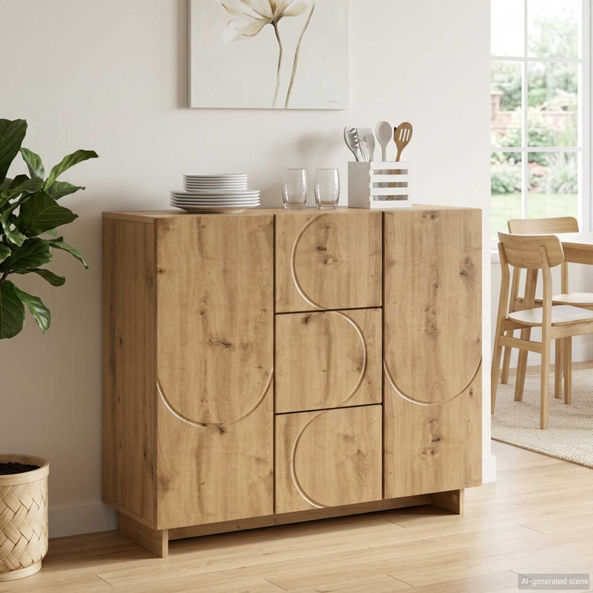 Dressoir Artisanaal eiken 85,5 x 31 x 75 cm Bewerkt hout