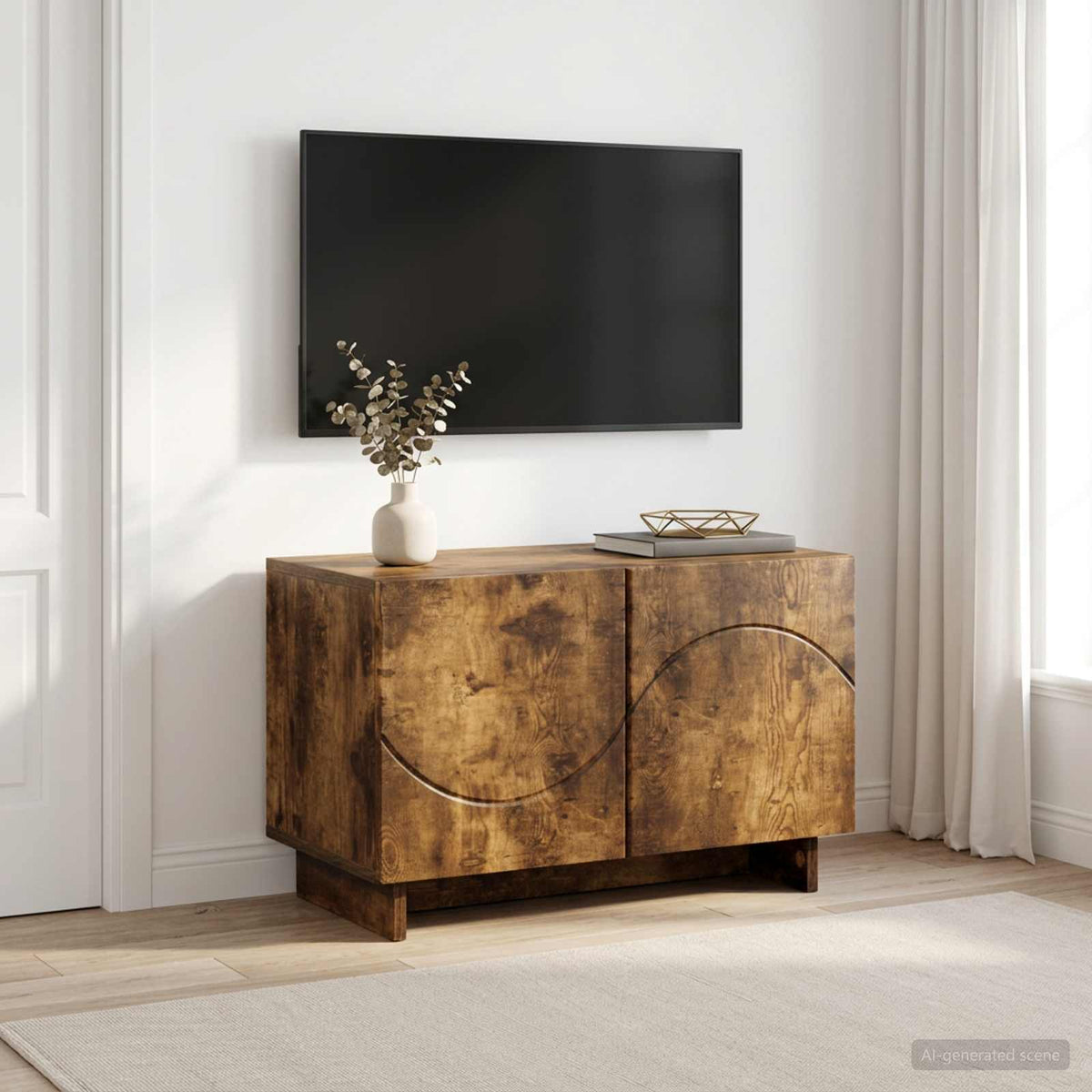tv-meubel 60 x 34.5 x 40 cm Gerookt eiken Bewerkt hout