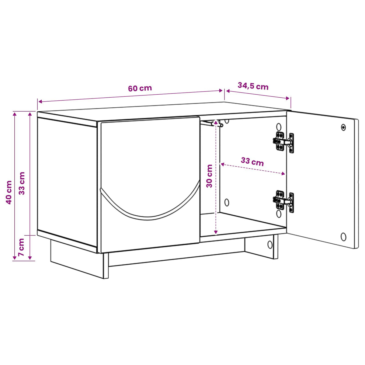 tv-meubel 60 x 34.5 x 40 cm Grijs Sonoma Bewerkt hout