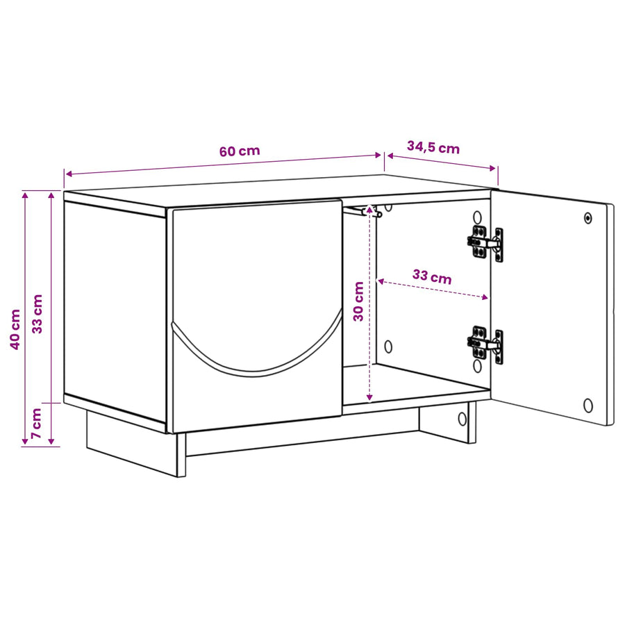 tv-meubel 60 x 34.5 x 40 cm Oud hout Bewerkt hout