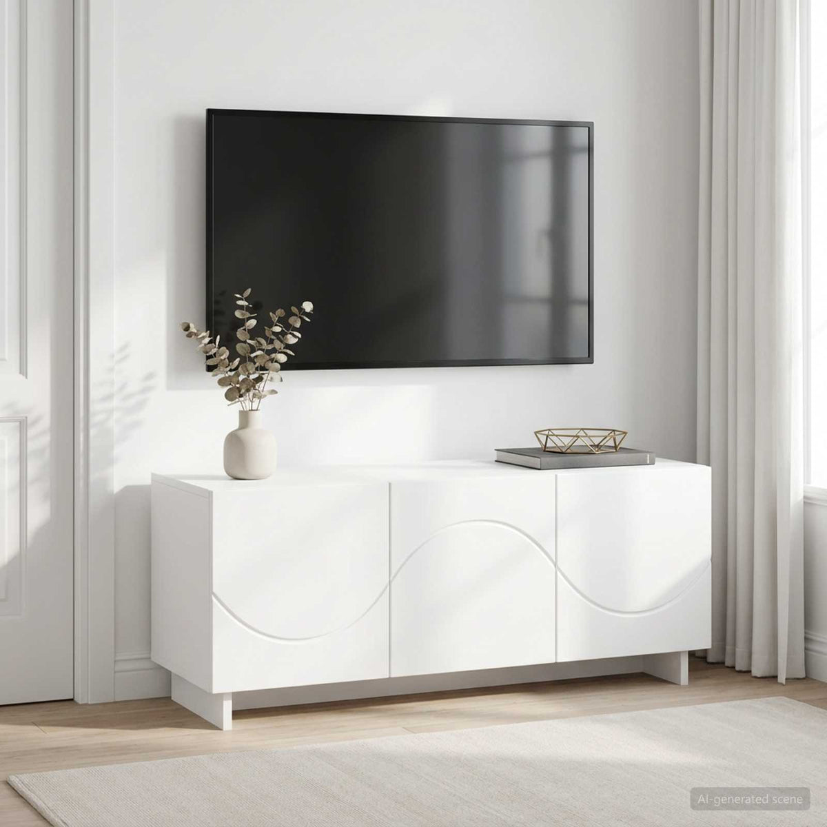 tv-meubel 90 x 34,5 x 40 cm Wit Bewerkt hout