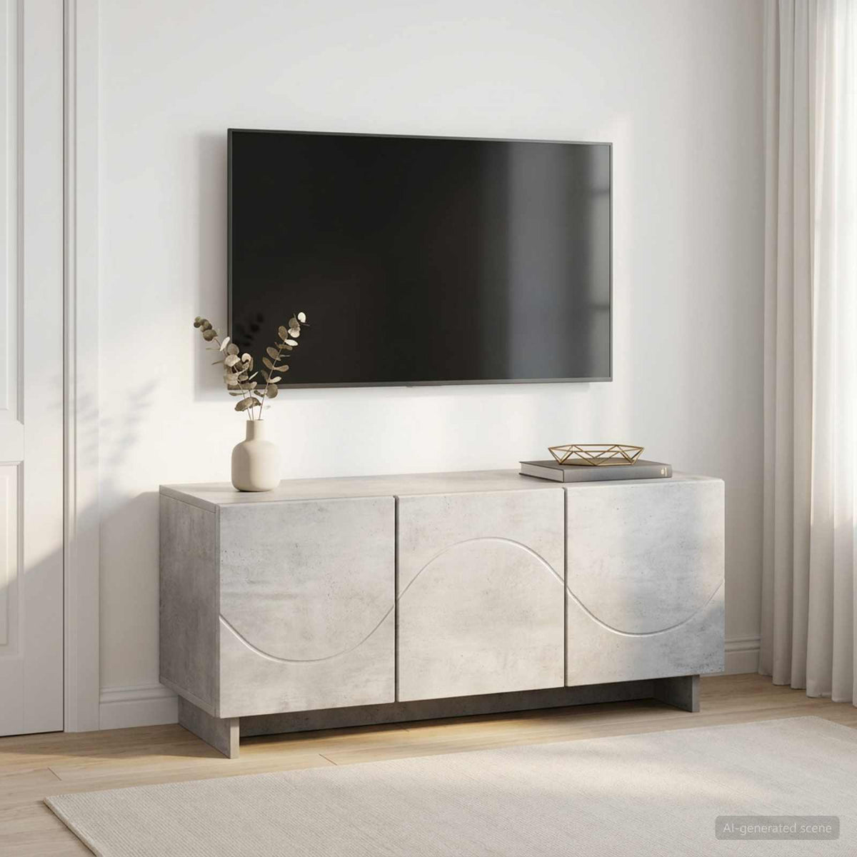 tv-meubel 90 x 34,5 x 40 cm Betongrijs Bewerkt hout
