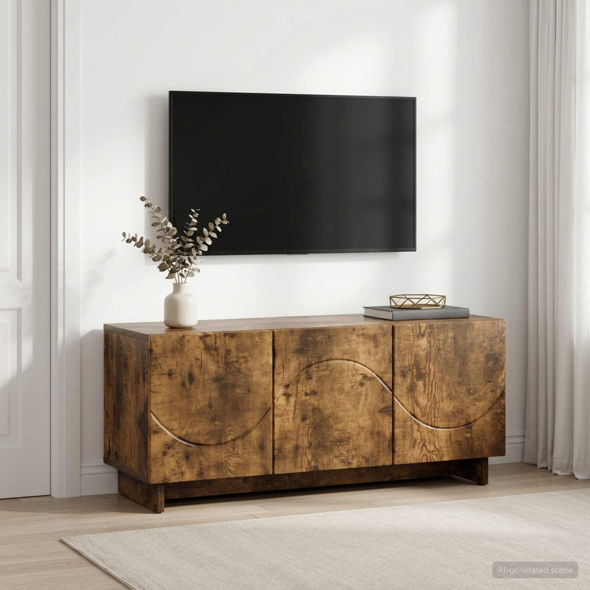 tv-meubel 90 x 34,5 x 40 cm Gerookt eiken Bewerkt hout